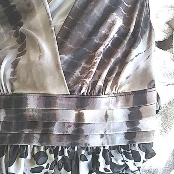 Dressbarn Dress Maxi Stretchy Vintage Y2K Animal Print Gray White Tan Black  4 - Picture 7 of 11